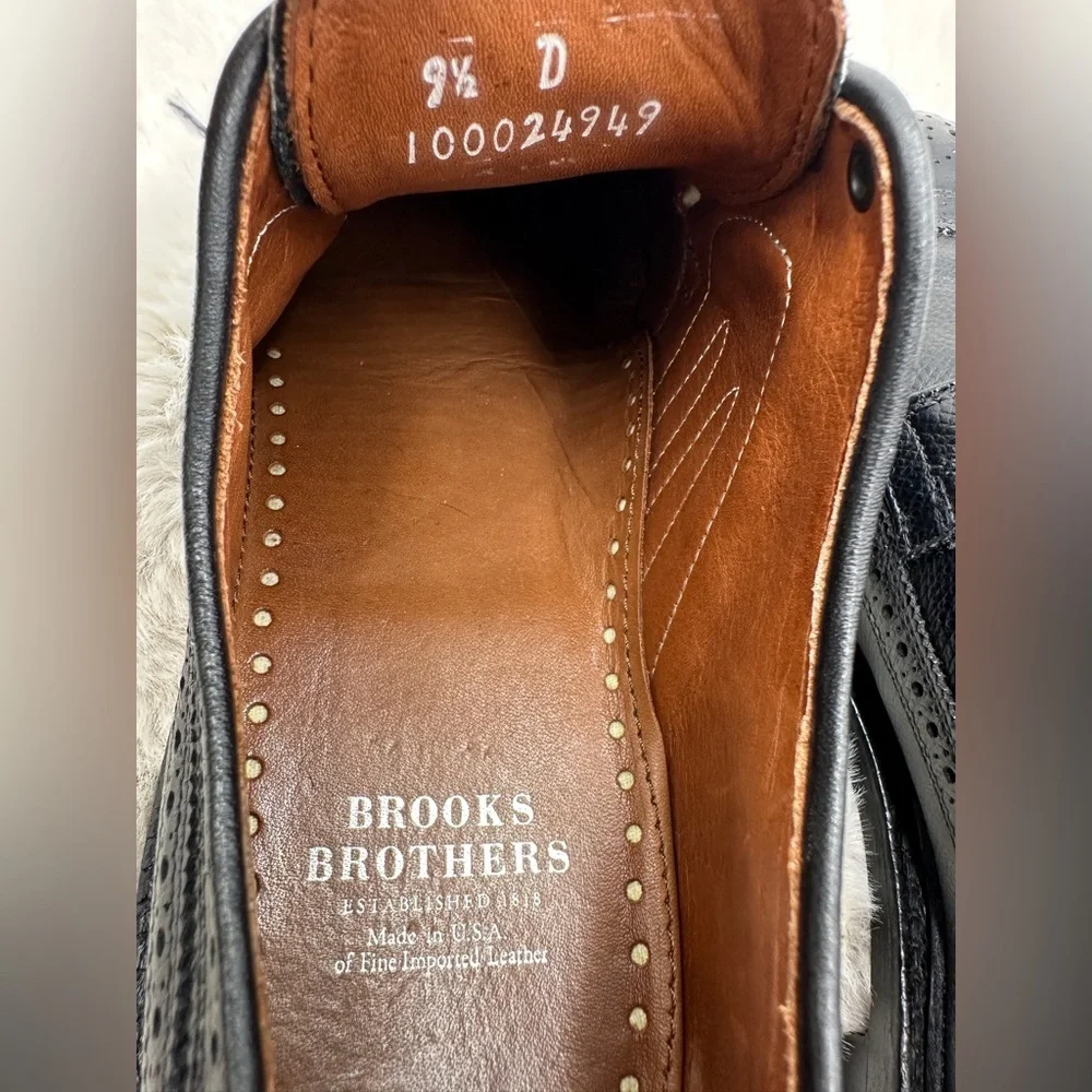 Brooks Brothers Black Oxford Brogues Dress Shoes‎ 9.5 Classic Leather